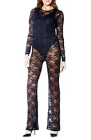 Hauty Lace Long Sleeve Catsuit Black at Nordstrom,