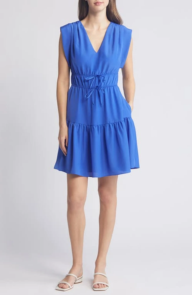 Eliza J Obi Gathered Tie Waist Dress Cobalt at Nordstrom,