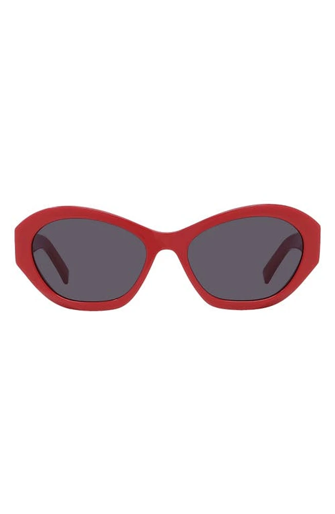 Givenchy GV Day 57mm Cat Eye Sunglasses in Shiny Red /Smoke at Nordstrom