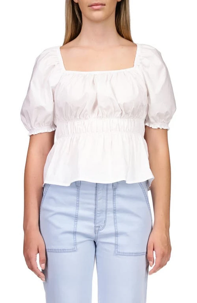 Sanctuary Lace-Up Back Peplum Top in White at Nordstrom, Size X-Large