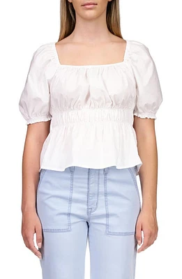 Sanctuary Lace-Up Back Peplum Top in White at Nordstrom, Size X-Large