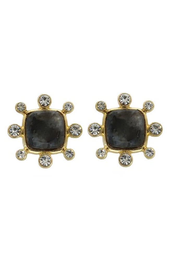 Panacea Square Crystal Stud Earrings in Black at Nordstrom