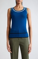 Akris punto Stretch Virgin Wool Rib Sleeveless Sweater Ink-Sage-Cream-Black at Nordstrom,