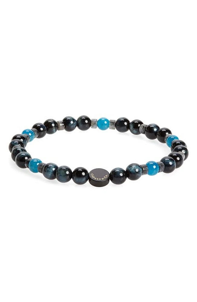 Caputo & Co. Men's Heishi Semiprecious Stone Stretch Bracelet in Blue Apatite at Nordstrom