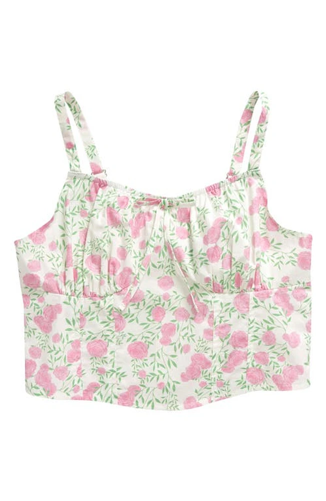 Freshman Kids' Zip Back Crop Camisole Pink Floral at