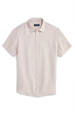 vineyard vines Stripe Linen Short Sleeve Button-Up Shirt at Nordstrom,