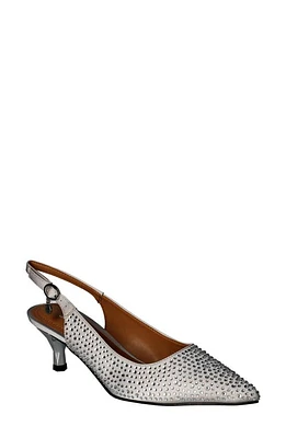 J. Reneé Ferryanne Pointed Toe Slingback Pump Steel Gray Satin/Rhinestones at Nordstrom,