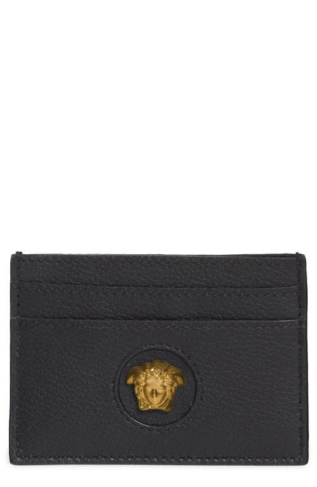 Versace Medusa Leather Card Case in Black-Versace Gold at Nordstrom