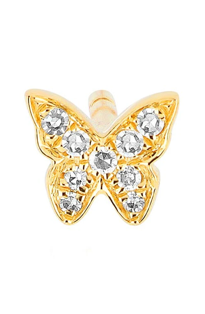 EF Collection Baby Butterfly Single Stud Earring in Yellow Gold at Nordstrom