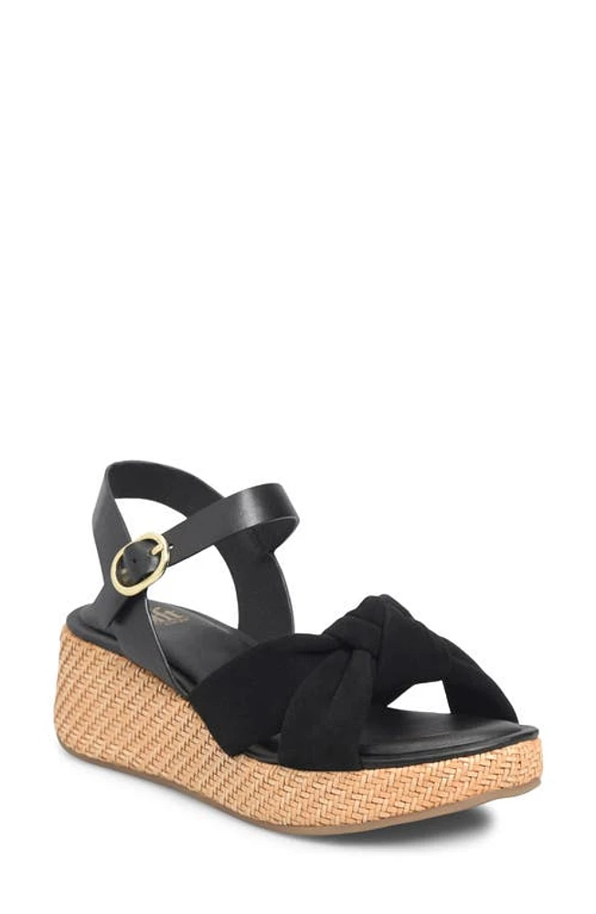 Söfft Farah Basketweave Platform Sandal Black Suede at Nordstrom,