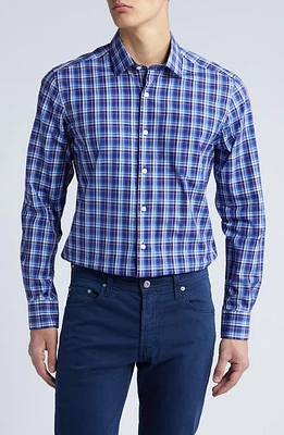 Scott Barber Plaid Button-Up Shirt Navy at Nordstrom,