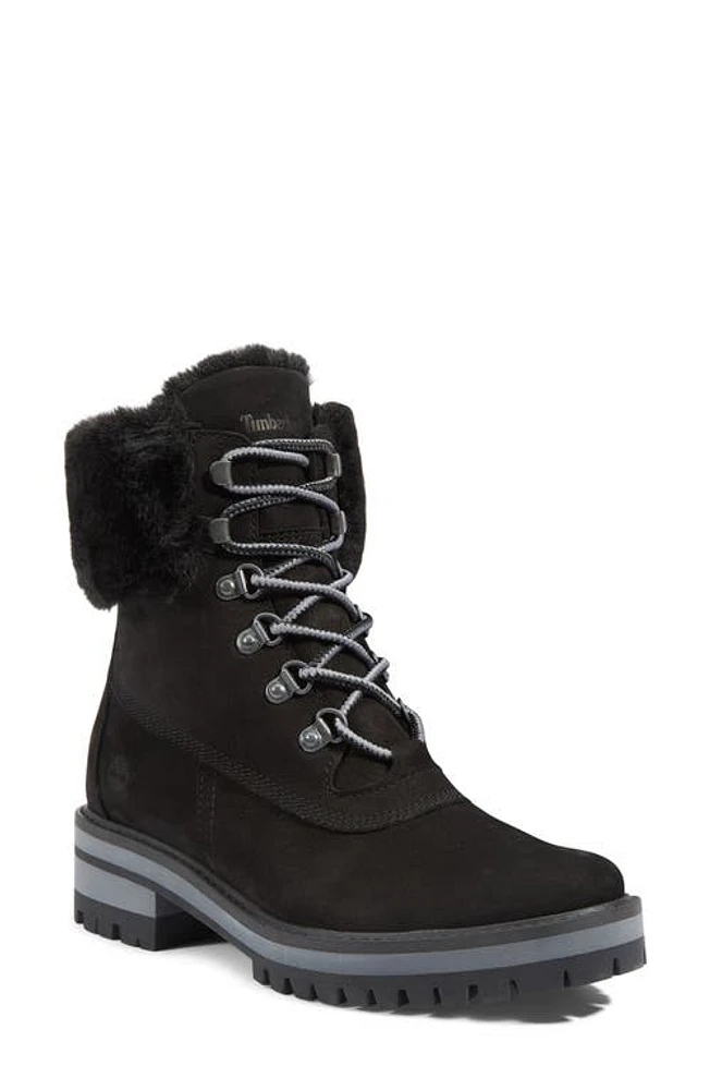 Timberland Courmayeur Valley Faux Fur Trim Waterproof Boot Black at Nordstrom,