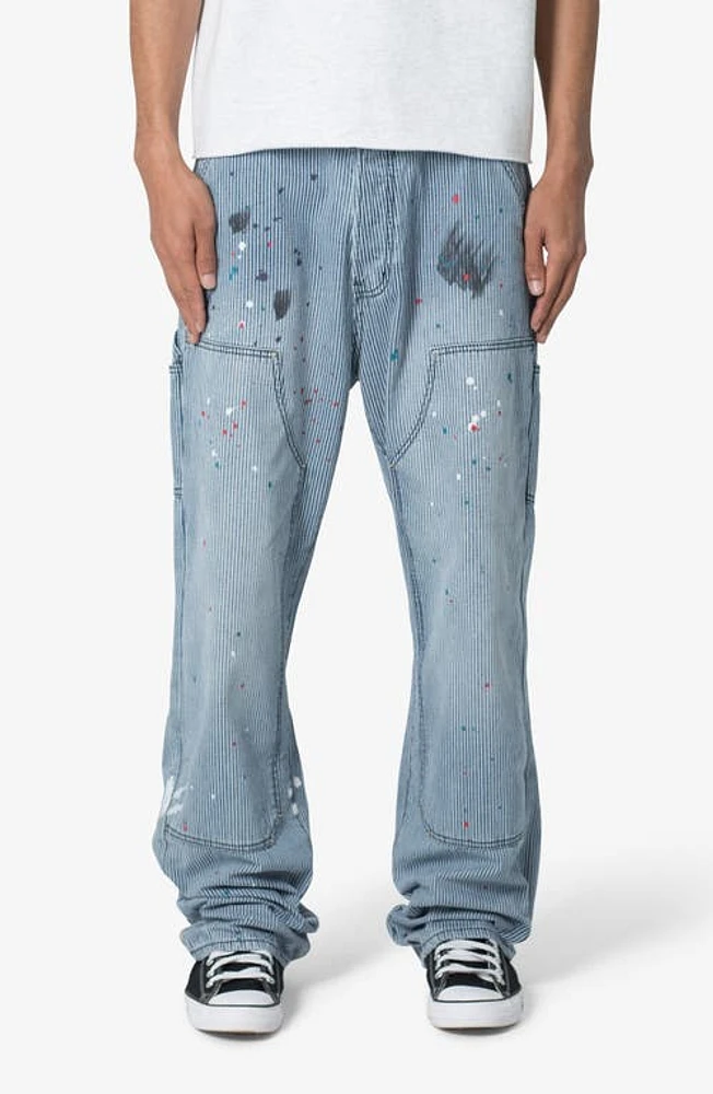 mnml Ultrabaggy Stripe Denim Carpenter Pants Grey at Nordstrom,