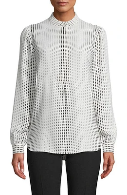 Anne Klein Florentine Dot Poet Blouse White/Anne Black at Nordstrom,