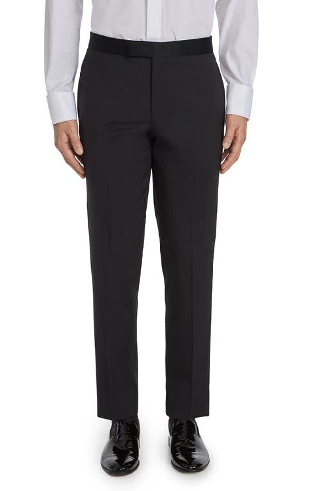 Jack Victor Phoenix Flat Front Tuxedo Pants Black at Nordstrom,