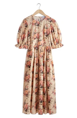 & Other Stories Floral Print Dress Yellow Dusty Light at Nordstrom,