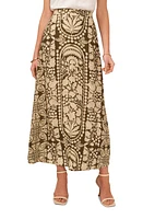 Vince Camuto Floral A-Line Maxi Skirt Dark Olive at Nordstrom,