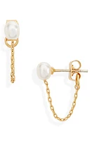 Madewell Freshwater Pearl Chain Stud Earrings in Vintage Gold at Nordstrom