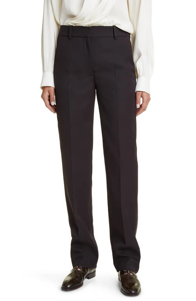 The Row Borgo Straight Leg Wool Trousers Hickory at Nordstrom,