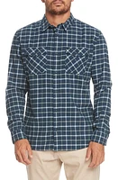 Quiksilver Dulsie Regular Fit Windowpane Plaid Stretch Cotton Flannel Button-Up Shirt Navy Academy at Nordstrom,