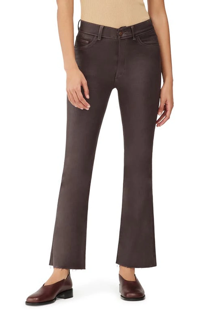 DL1961 Bridget Instasculpt Coated Raw Hem High Waist Ankle Bootcut Jeans in Chestnut at Nordstrom, Size 24