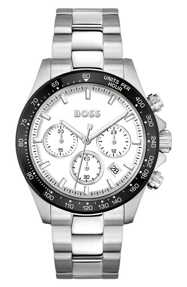 BOSS Hero Chronograph Bracelet Watch, 43mm in White at Nordstrom