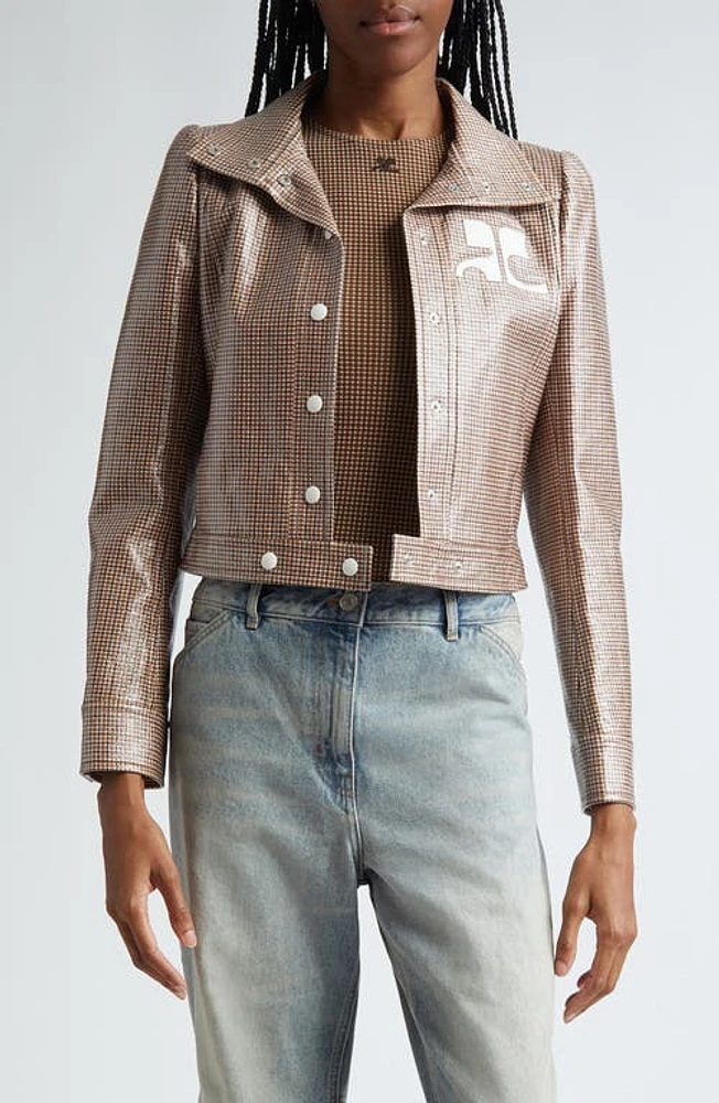 Courrèges Reedition Check Coated Jacket Brown /White at Nordstrom, Us