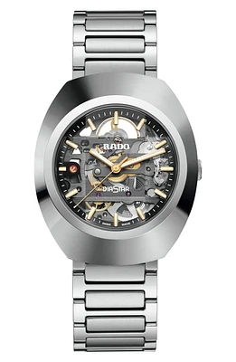 RADO Diastar Skeleton Automatic Bracelet Watch, 38mm in Silver at Nordstrom