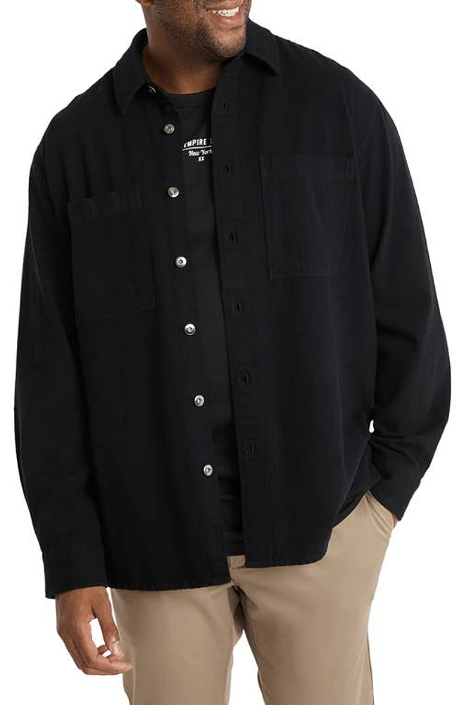 Johnny Bigg Kendrick Oversize Cotton Twill Overshirt Black at Nordstrom,