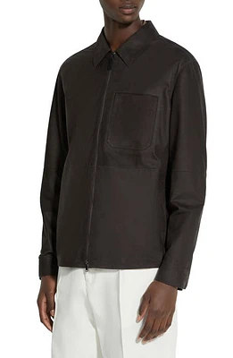 ZEGNA SECONDSKIN Nubuck Overshirt Dark Brown at Nordstrom, Us