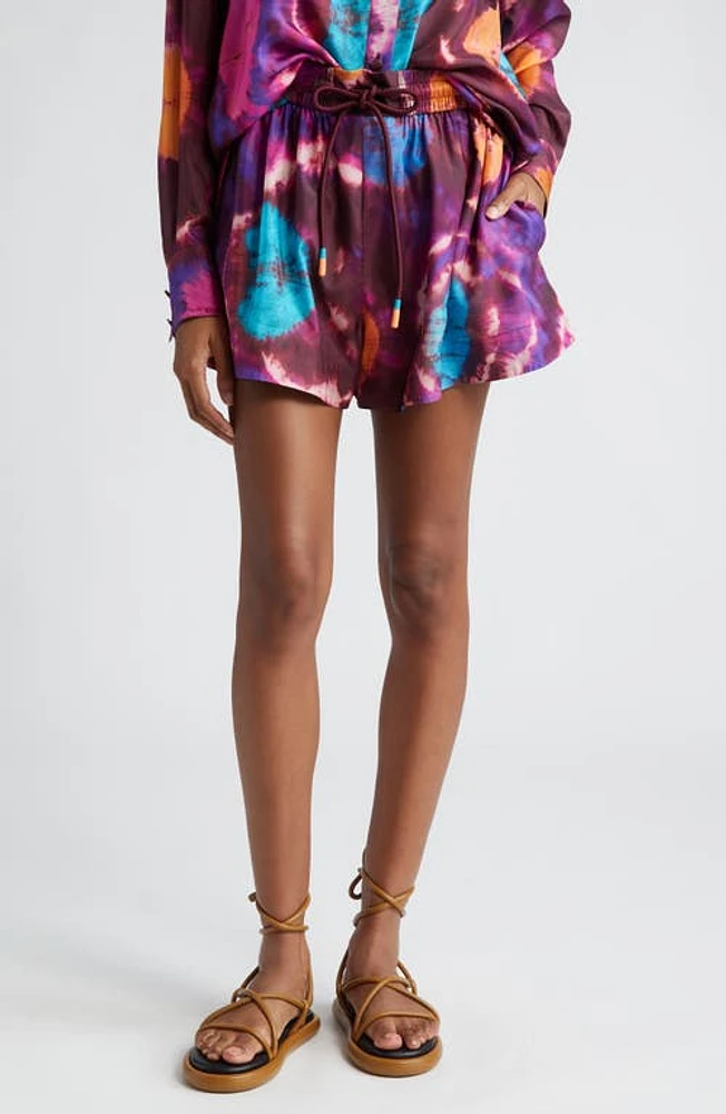 Zimmermann Acadian Tie Dye Silk Shorts Multi at Nordstrom,