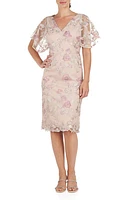 JS Collections Blake Floral Cocktail Sheath Dress Beige/Mauve at Nordstrom,