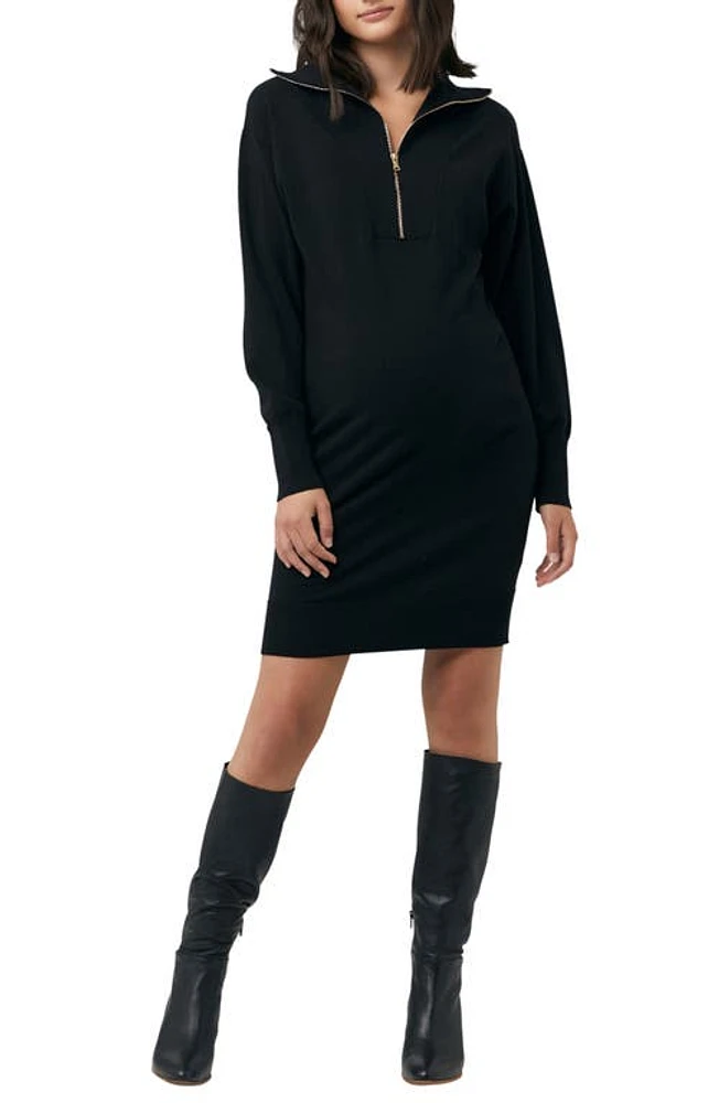 Ripe Maternity Long Sleeve Maternity Sweater Dress in Black at Nordstrom, Size Small