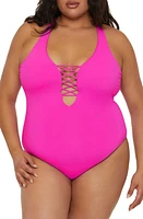 Becca Lace-Up One-Piece Swimsuit at Nordstrom,