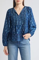 Faherty Solstice Tie Neck Cotton & Silk Top Sunburst Mix at Nordstrom,