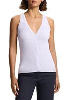 Theory Bleeck Pima Cotton Blend Rib Sweater Vest Soft Iris/White at Nordstrom,