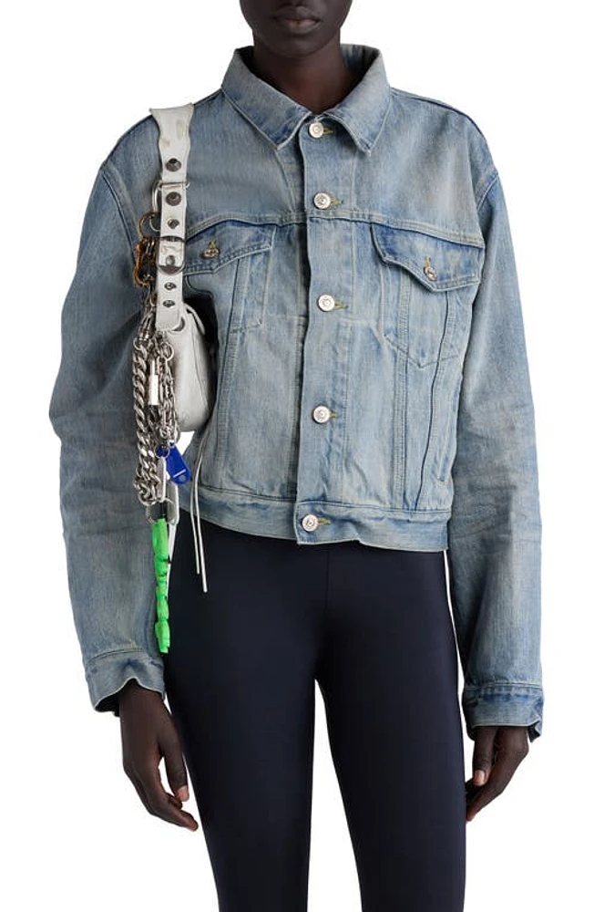 Balenciaga Nonstretch Denim Trucker Jacket Outback Blue at Nordstrom,