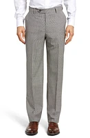 Berle Flat Front Houndstooth Wool Trousers Charcoal at Nordstrom, X Unhemmed