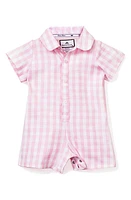 Petite Plume Classic Gingham One-Piece Pajamas Pink at Nordstrom,