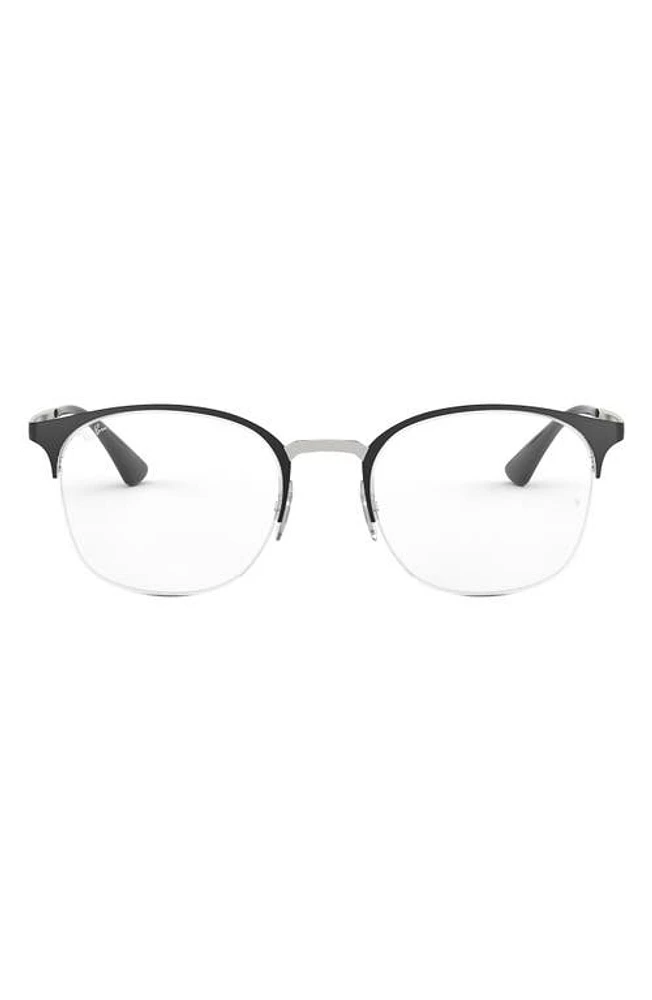 Ray-Ban Unisex Clubmaster 51mm Optical Glasses in Silver at Nordstrom