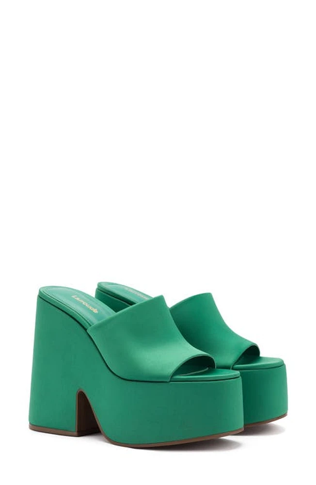 Larroudé Wanda Platform Sandal Green at Nordstrom,