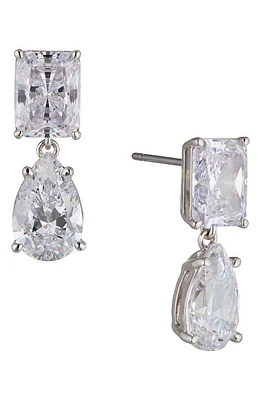 Nadri Soleil Pear Drop Post Earrings in Rhodium at Nordstrom