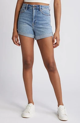 HIDDEN JEANS Cuffed High Waist Denim Shorts Medium Wash at