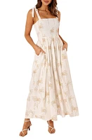 Petal & Pup Ginelle Palm Print Wide Leg Jumpsuit White at Nordstrom,