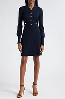 Veronica Beard Lauper Variegated Rib Long Sleeve Knit Dress in Navy at Nordstrom, Size X-Large