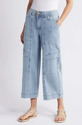 Wit & Wisdom 'Ab'Solution Skyrise Patch Pocket Crop Wide Leg Jeans Light Blue at Nordstrom,