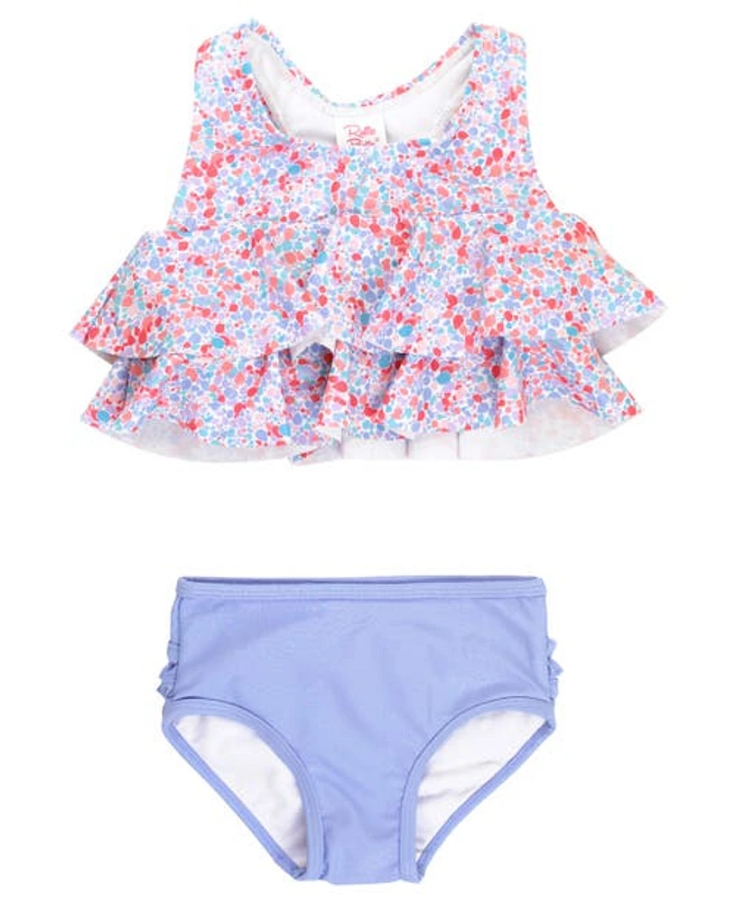 RuffleButts Baby Girls Flounce Bikini in Sparkle Shimmer On at Nordstrom, Size 18-24M