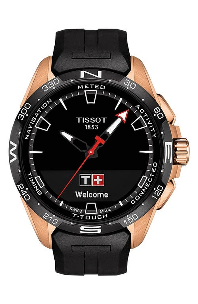 Tissot T-Touch Connect Solar Smart Silicone Strap Watch, 47.5mm in Rose Gold at Nordstrom