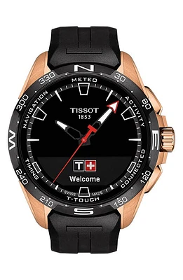 Tissot T-Touch Connect Solar Smart Silicone Strap Watch, 47.5mm in Rose Gold at Nordstrom