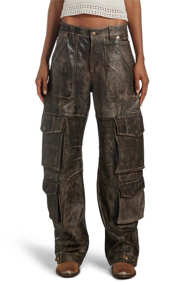 Golden Goose Leather Cargo Pants Vintage Brown at Nordstrom, Us